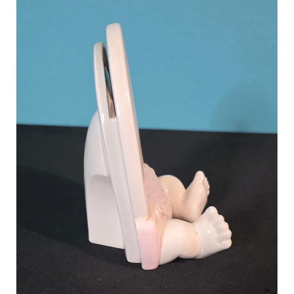 Omnibus OCI Japan Ceramic Baby Picture Frame Pink Diaper Feet Vintage Porcelain
